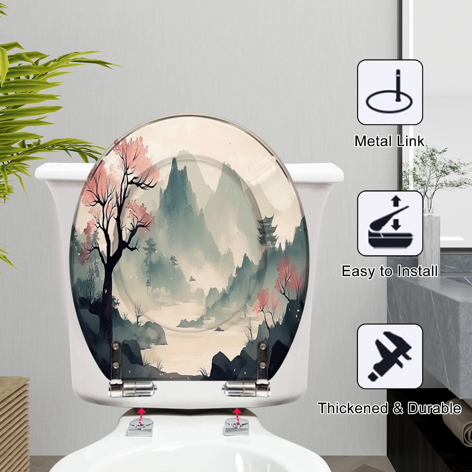 Sedile WC Vovo con chiusura ammortizzata per il bagno.