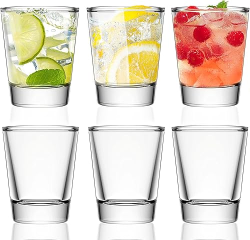 Gencywe Juego de 6 vasos de chupito con base pesada vasos transparentes de 16 onzas a granel vasos pequeños de whisky para vodka whisky tequila