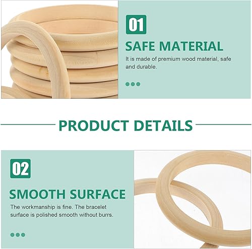 Miniatura 7 de EXCEART Pulsera de madera con medallón hecha a mano, pulseras de bricolaje, pulseras artesanales, anillos de madera para manualidades, pulseras de