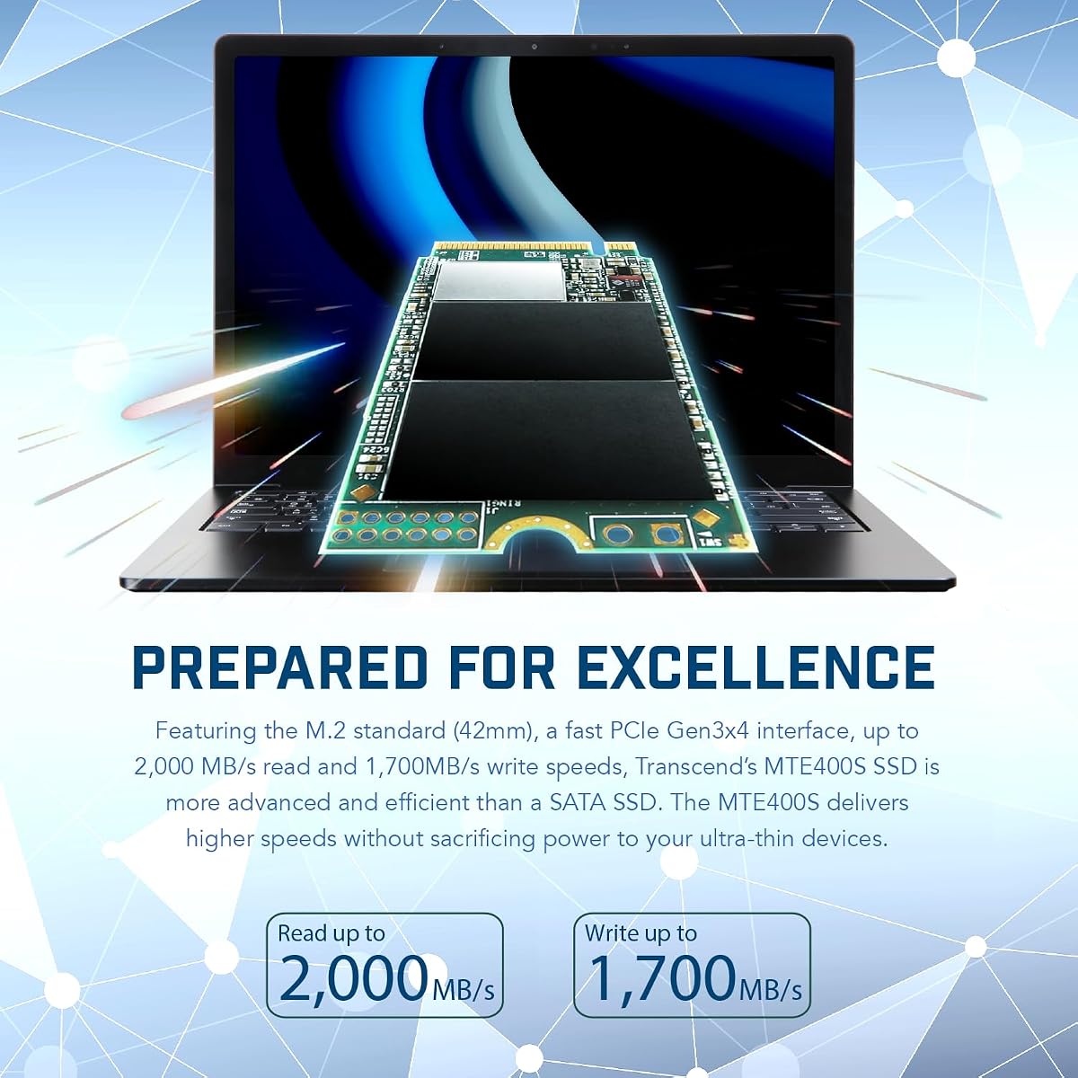 Transcend SSD MTE400S 2TB NVMe PCIe Gen3x4 3D Marka