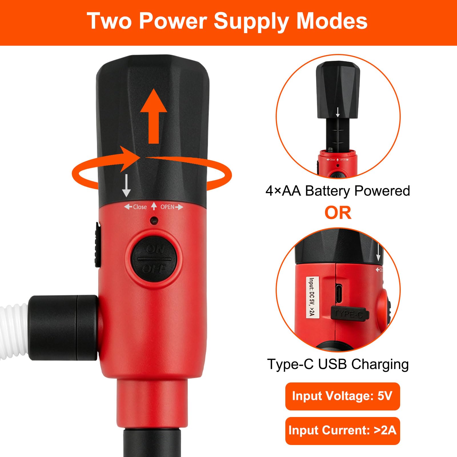 Pompa di trasferimento del carburante portatile, 3,2 GPM 5 V, pompa a sifone elettrica con sensore di arresto automatico, tubo di aspirazione flessibile, alimentazione USB/a batteria, per benzina