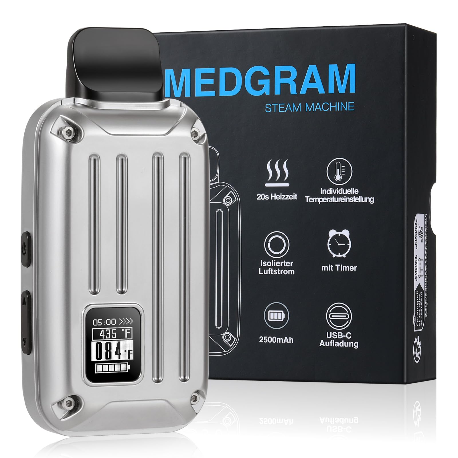 Vaporizer Kräuter | MEDGRAM Präzise Temperatureinstellung 93-220℃ | LCD Display | Magnetisches Slide-In-Mundstück | Einfache Reinigung