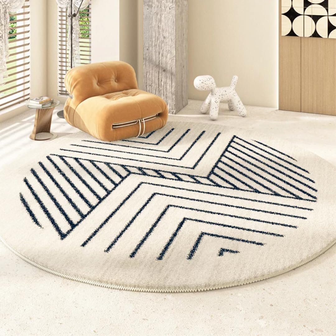 Tapis de grand salon moderne en peluche épaisse de qualité supérieure, modèle rond G
