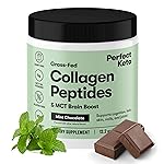 Perfect Keto Collagen Protein Powder with MCT Oil - Grassfed, GF, Multi Supplement, Best for Ketogenic Diets, Use as Keto Creamer, in Coffee and Shakes for Women & Men (Mint Chocolate)