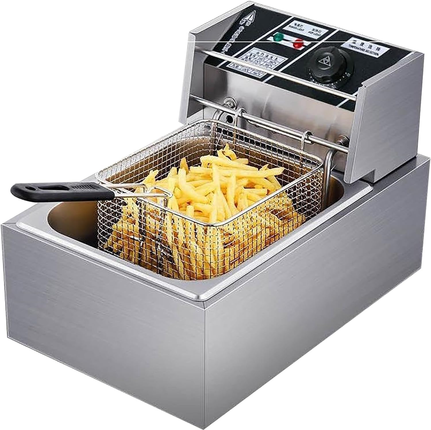 Friggitrice commerciale, friggitrice elettrica da banco per uso commerciale e domestico, friggitrice elettrica con cestello e coperchio per cucina domestica e ristorante Capacità 10L/10,5QT Friggitr