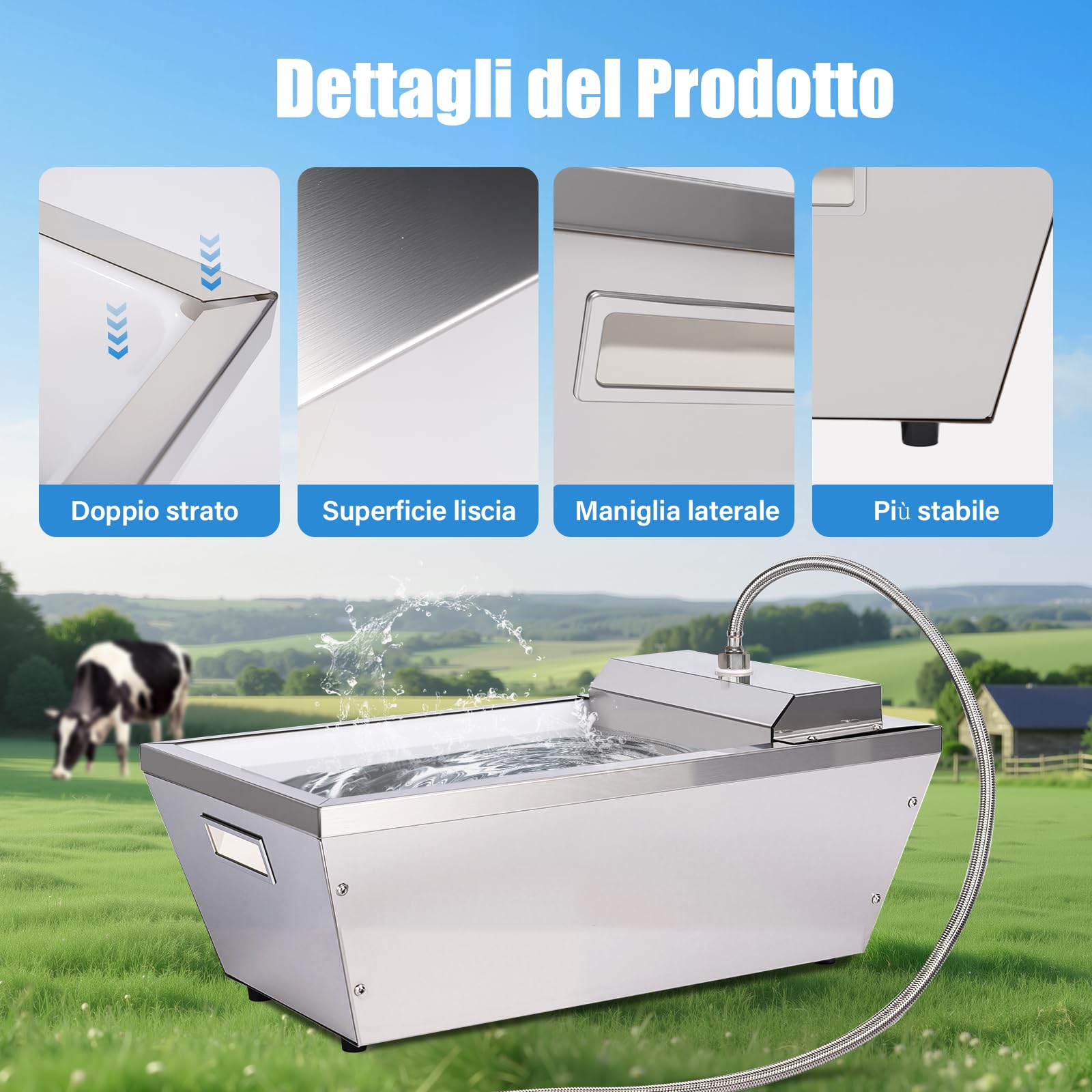 Bottega D'Acqua Automatica Per Bestiame,Bottega D'Acqua Automatica Da 13 Litri Per Cavalli,Dispenser D'Acqua Automatico Per Cani All'Aperto,Impiegatore Auto-Riempimento Inossidabile