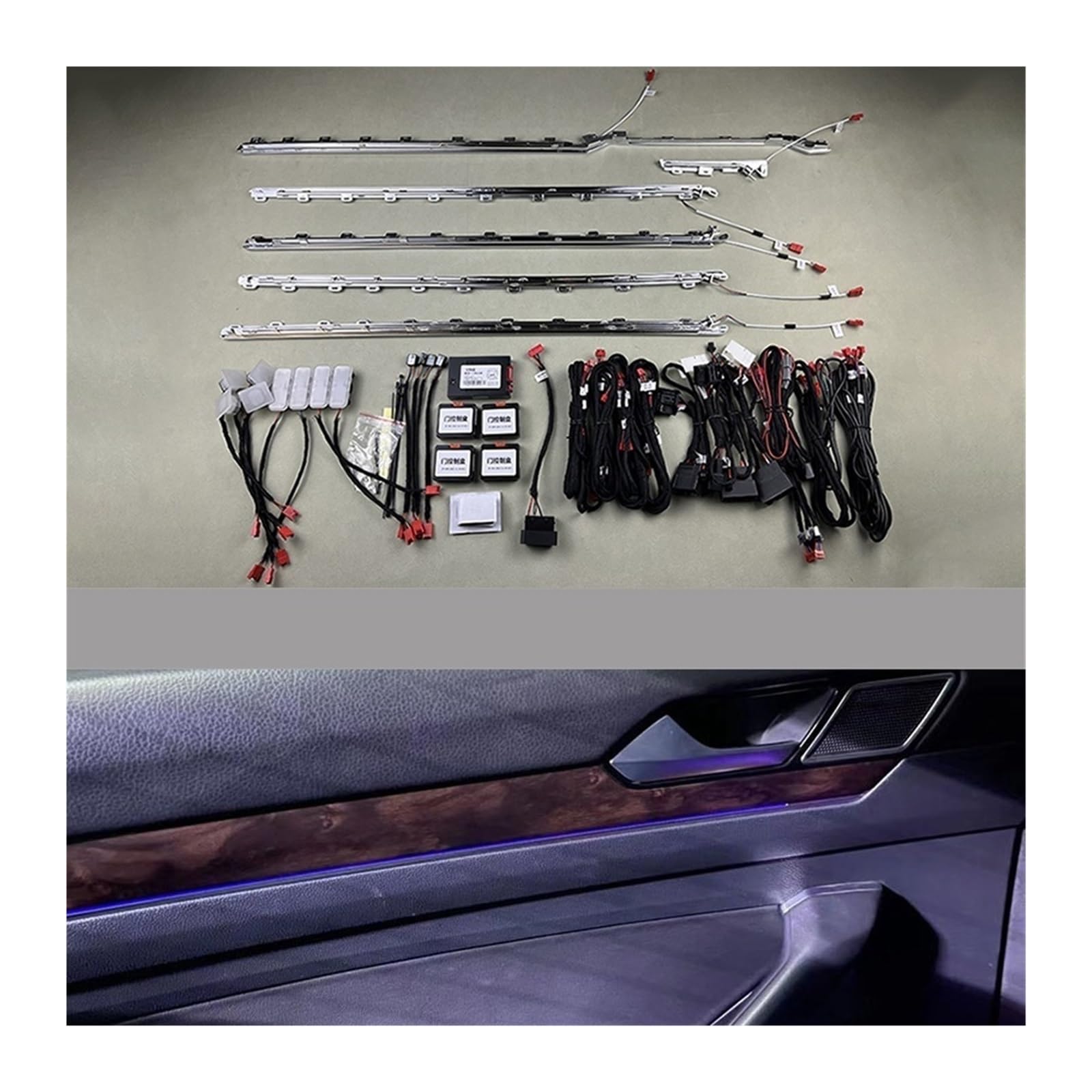 30-Colors Ambient Lamp Ash Wood Decorare Light Whole Lamp Source Support Breathing Mode Compatible with VW Passat B8 2017-2021(Symphony Sets)