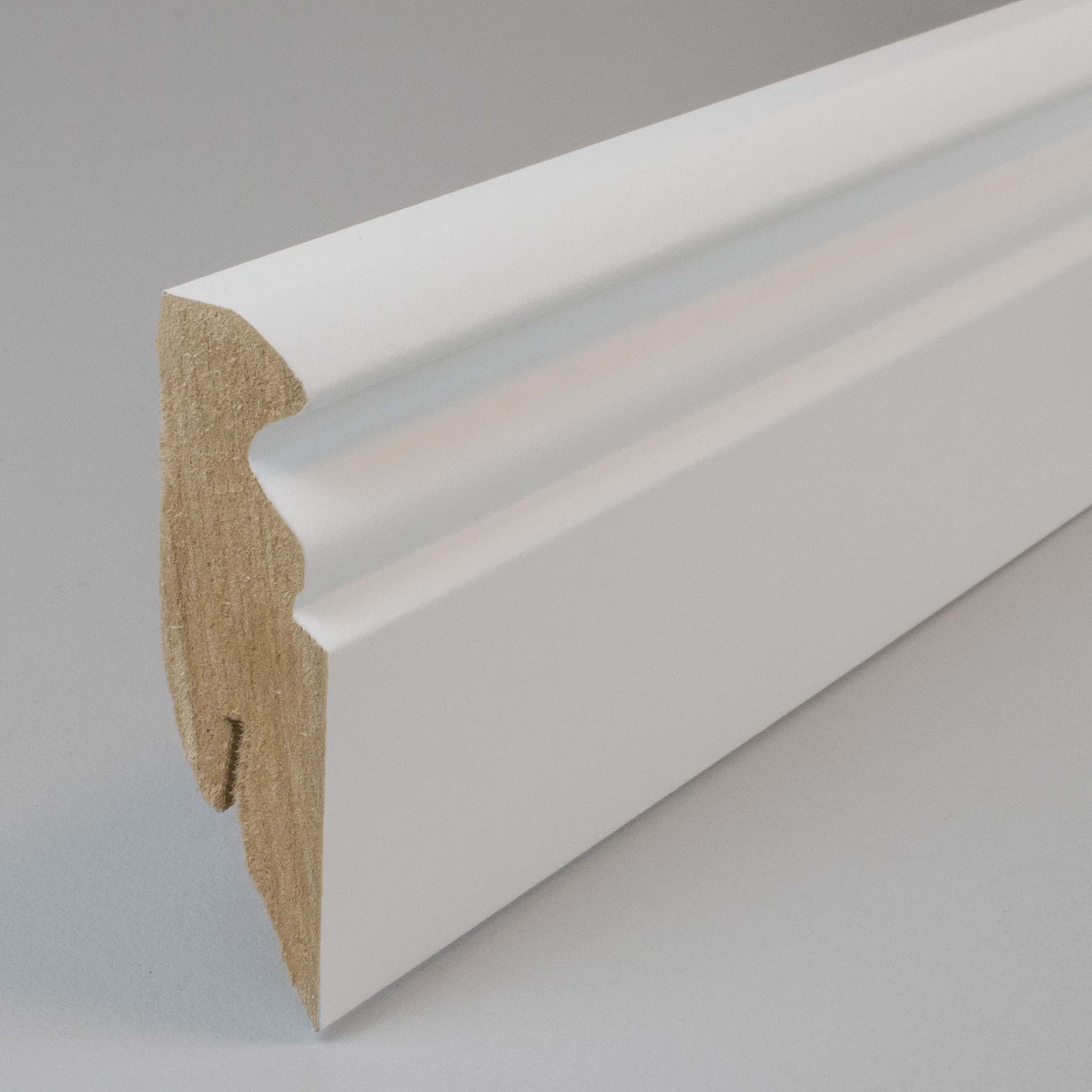 PROVISTON Battiscopa bianco | 16 x 58 x 2500 mm | MDF | profilo hamburger | battiscopa | confezione risparmio 25 m