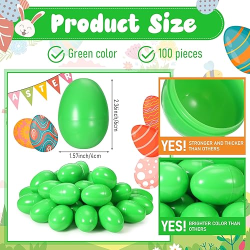 Miniatura 2 de Deekin 100 huevos de Pascua de plástico a granel, huevos de plástico brillantes y coloridos, juguetes de fiesta, huevos de Pascua rellenables,