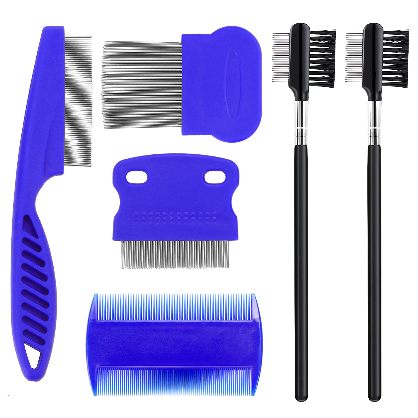 Molain Peine removedor de manchas de lágrimas para perros, 6 piezas de peine de pulgas para gatos, perros, peines de aseo para mascotas, peine de doble cara para gatitos y cachorros