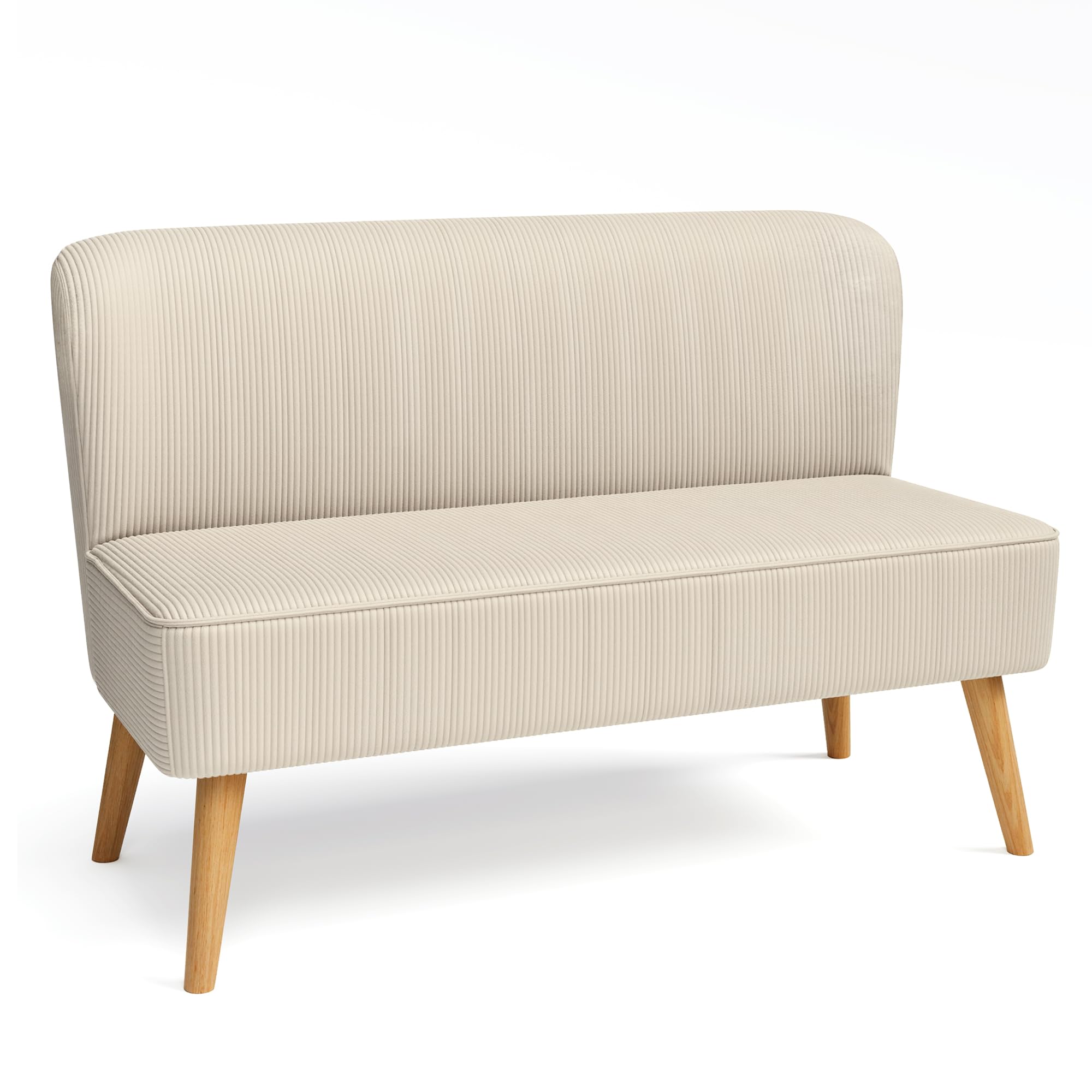Divano a 2 posti, piccolo loveseat con rivestimento effetto velluto a coste, divano compatto salvaspazio per camera da letto, soggiorno, appartamento, 117x56x76cm,Bianco