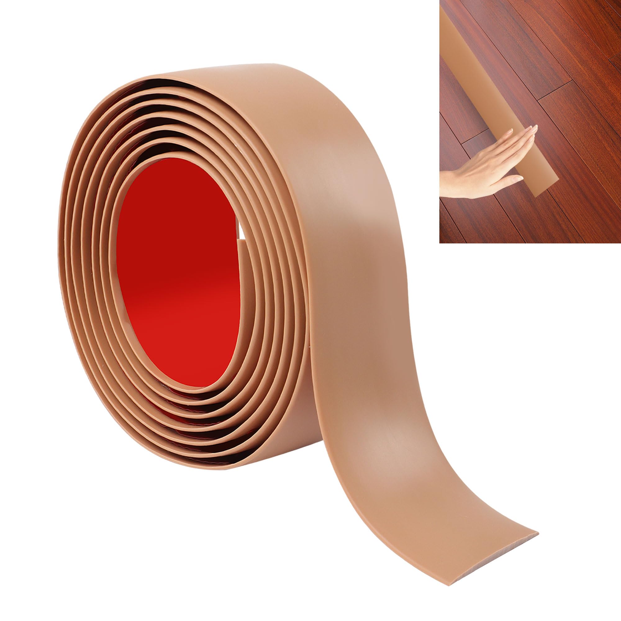 Junart Brown 200Cm×4Cm Laminate Flooring Threshold Transition Strip, Self Adhesive Vinyl Floor Strip, Tiles Or Carpet Edge Transition Trim(Brown)
