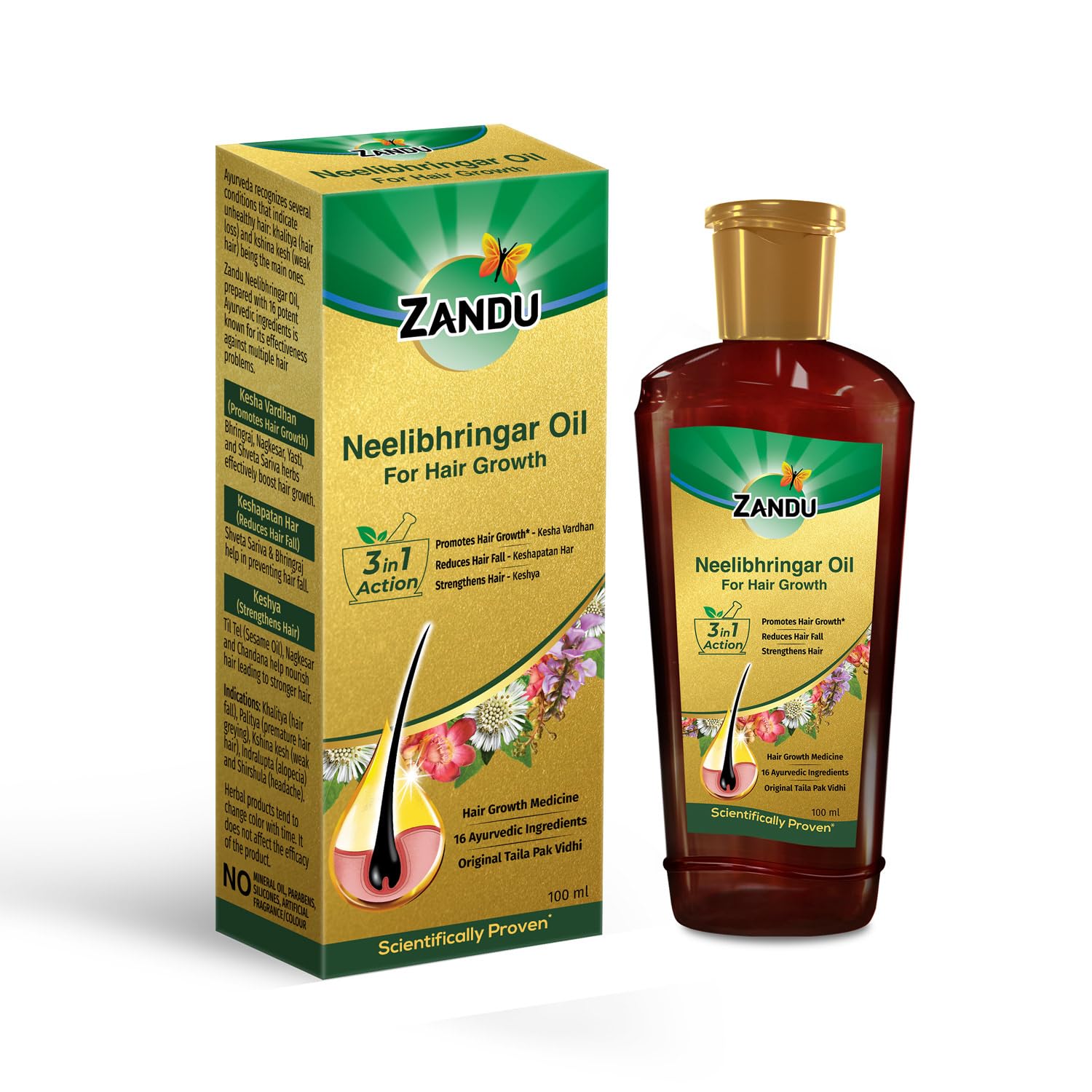 Zandu Neelibhringar Oil (100ml): 100% Ayurvedic Hair Growth Oil | 3-in-1 Action | Scientifically Proven For Hair Growth | Reduces Hair Fall | Strengthens Hair | 16 Potent Ingredients | Taila Pak Vidhi-image-40