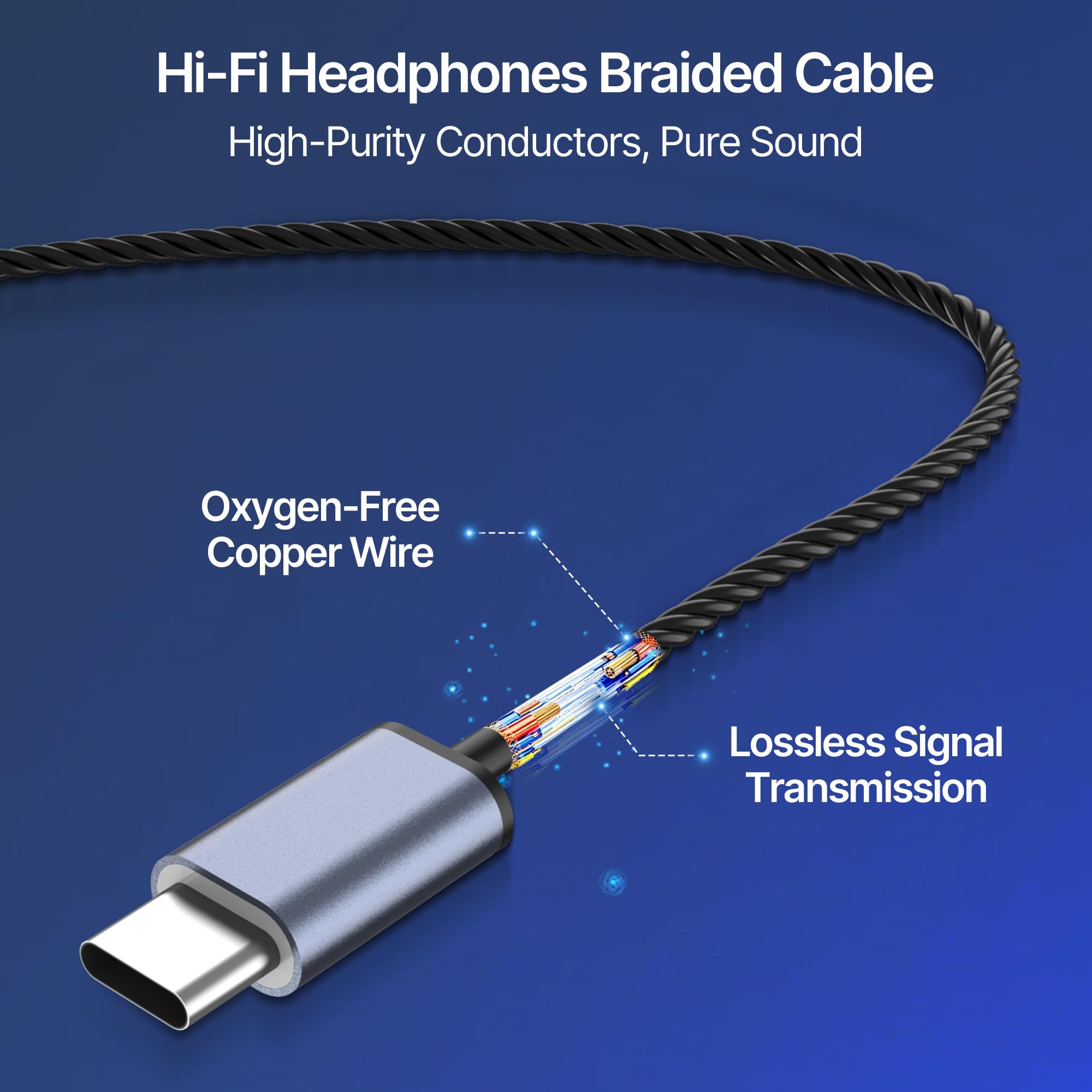 MORMOQUE EP09, cuffie stereo Hi-Fi USB C, auricolari in-ear con cavo di tipo C, con bassi profondi e microfono integrato, isolamento acustico, con cavo lungo 1,5 m, per amanti della musica, podcast e