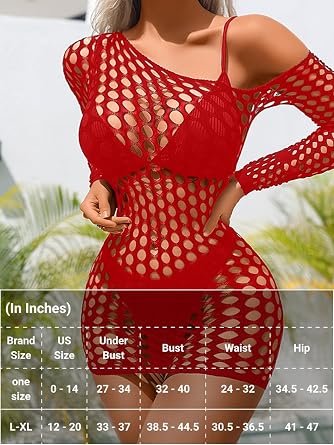 Kaei&Shi Sexy Cover Up, Hollow Out, Fishnet, Off One Shoulder Dress