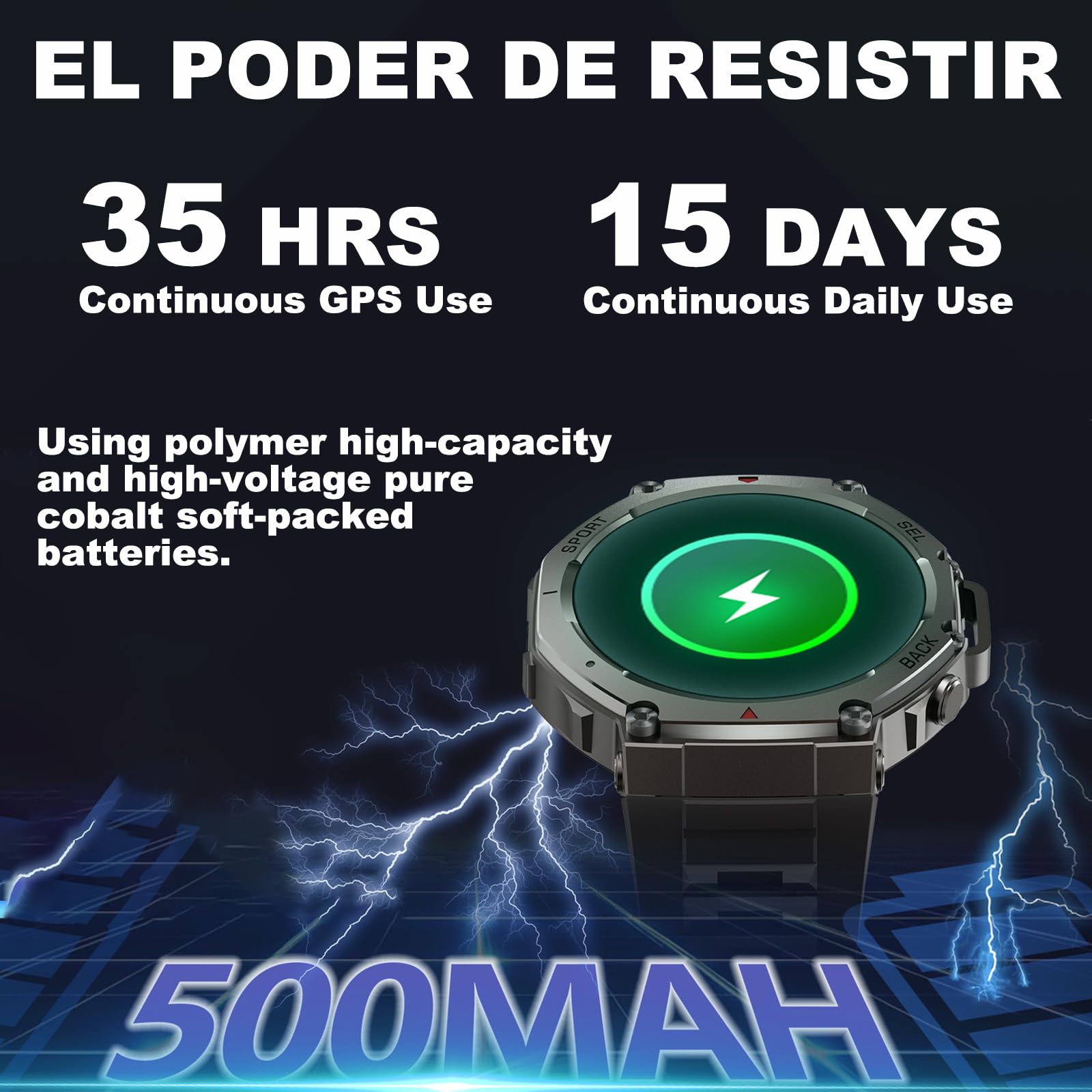 Reloj Inteligente GPS Frecuencia Dual con Mapas Offline, 1.43" AMOLED, Llamadas Bluetooth y Altavoz, +170 Modos Deportivos, Monitor Cardiaco SpO2 24/7 Batería hasta 15 Días Resistente al Agua (Negro)