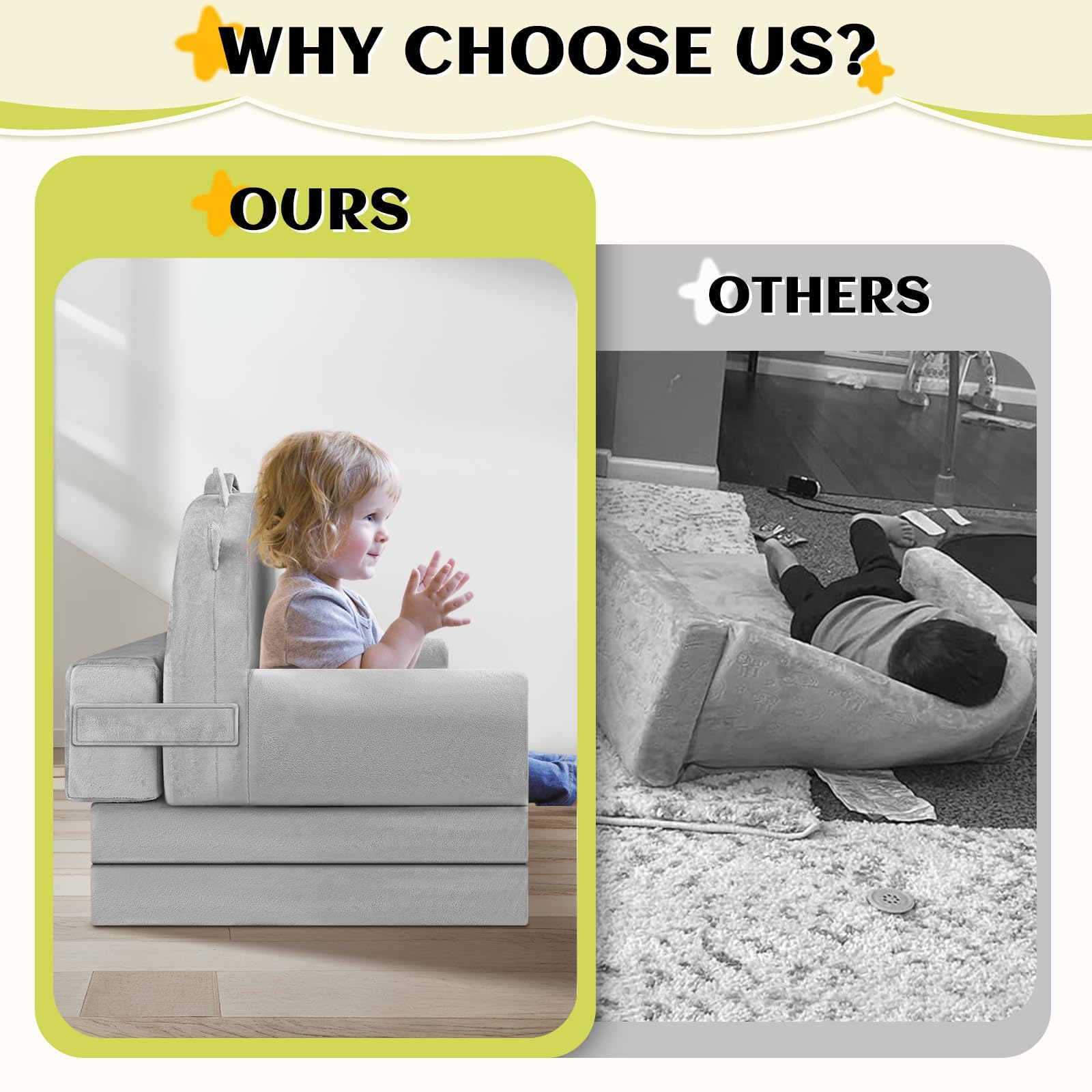 Canapé Enfant, 2-en-1 Chaise Pliante pour Enfants, canapé en Velours Cristal Doux pour Les Enfants en Bas âge pour la Chambre à Coucher, Le Salon