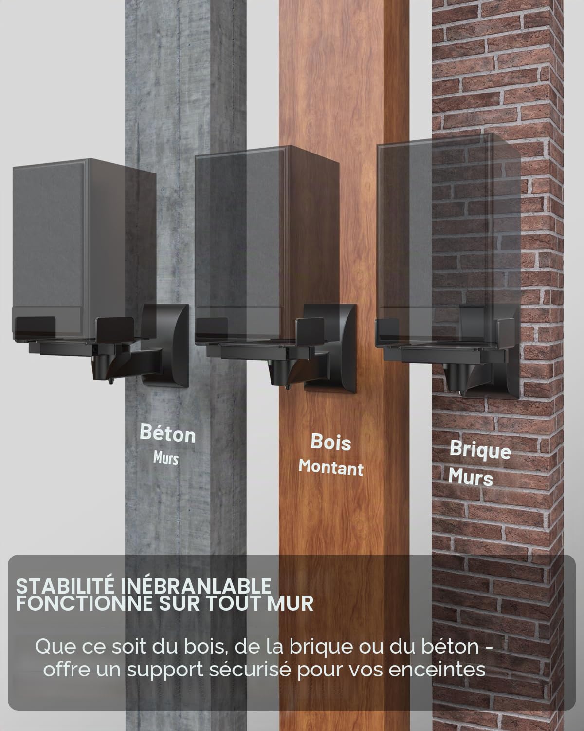 WALI Support de Montage Mural Double Face pour Haut-Parleur d'étagère et de bibliothèque - Peut Supporter jusqu'à 25 kg (SWM201) - Noir