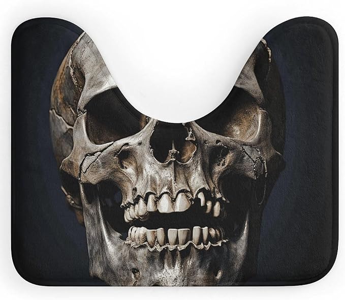 Toilet Rug Death Skull Bath Rug for Toilet Washable Bathroom Rug Soft and Absorbent Bath Mat U-Shaped Contour Rug Non-Slip Toilet Mat for Bathroom 20x16 Inches