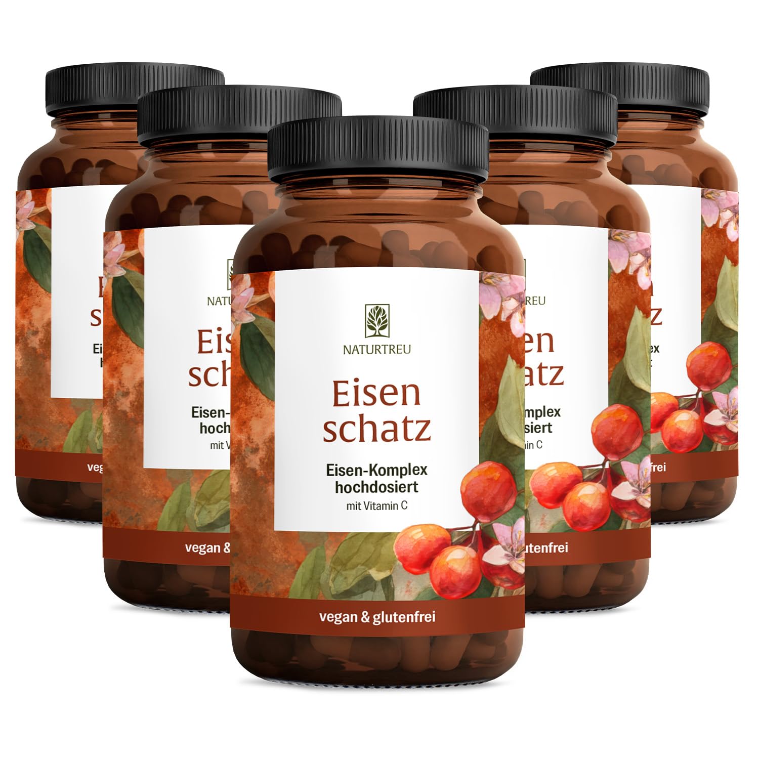 NATURTREU® Eisen Komplex hochdosiert - Eisenkapseln mit Vitamin C