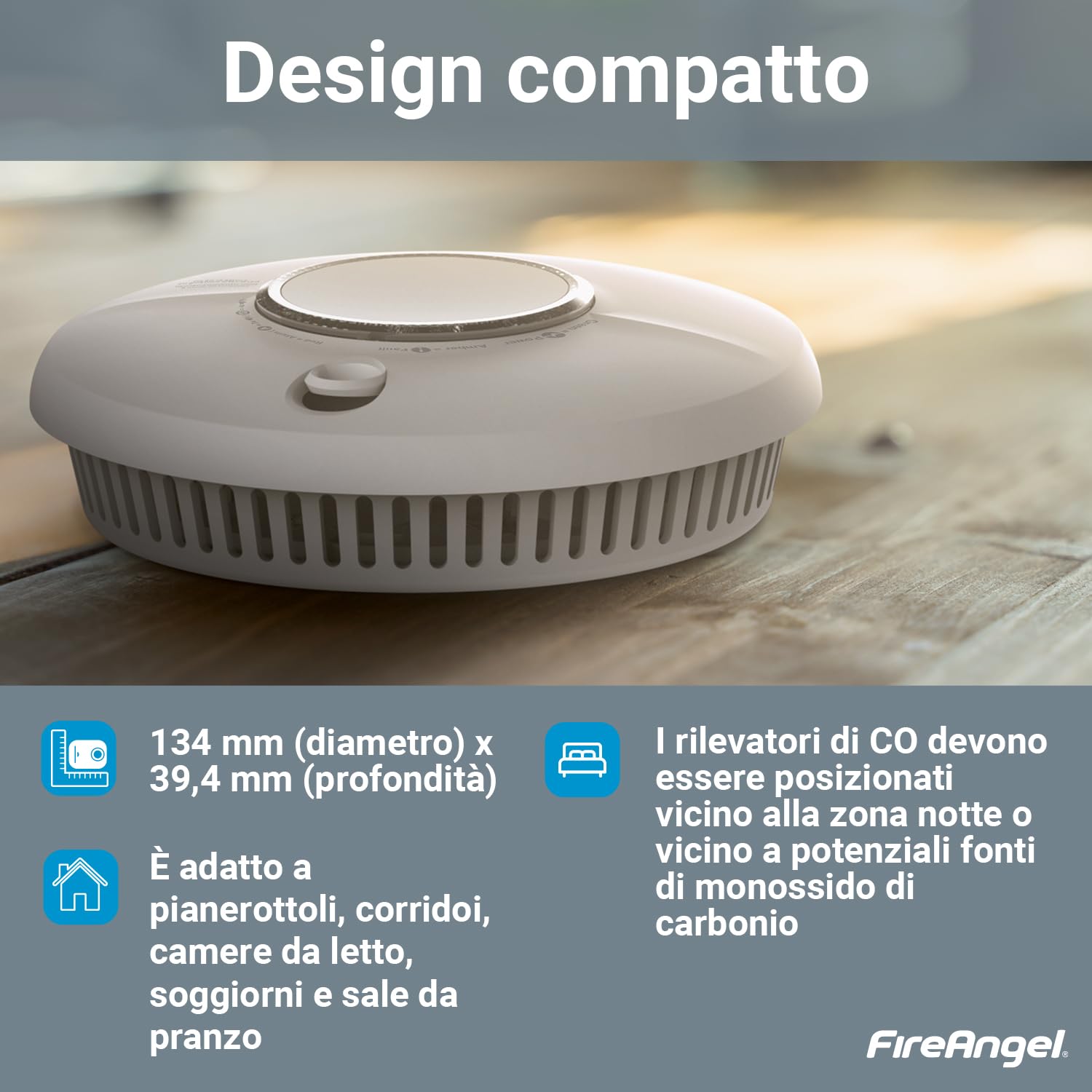 FireAngel Rilevatore Fumo e Monossido di Carbonio Combinato - SCB10-INT, Durata 10 Anni, Allarme Monossido e Sensore Fumo - Allarme Antincendio