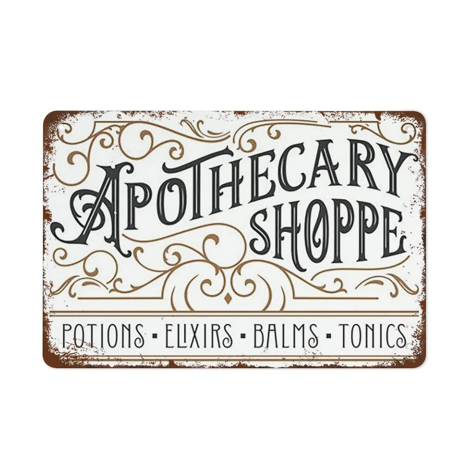 Funny Vintage Metal Tin Sign Apothecary Shoppe Sign Design Happy Halloween Decor For Room Cafe Office Bar Garage Club Restaurant 8x5.5 Inch