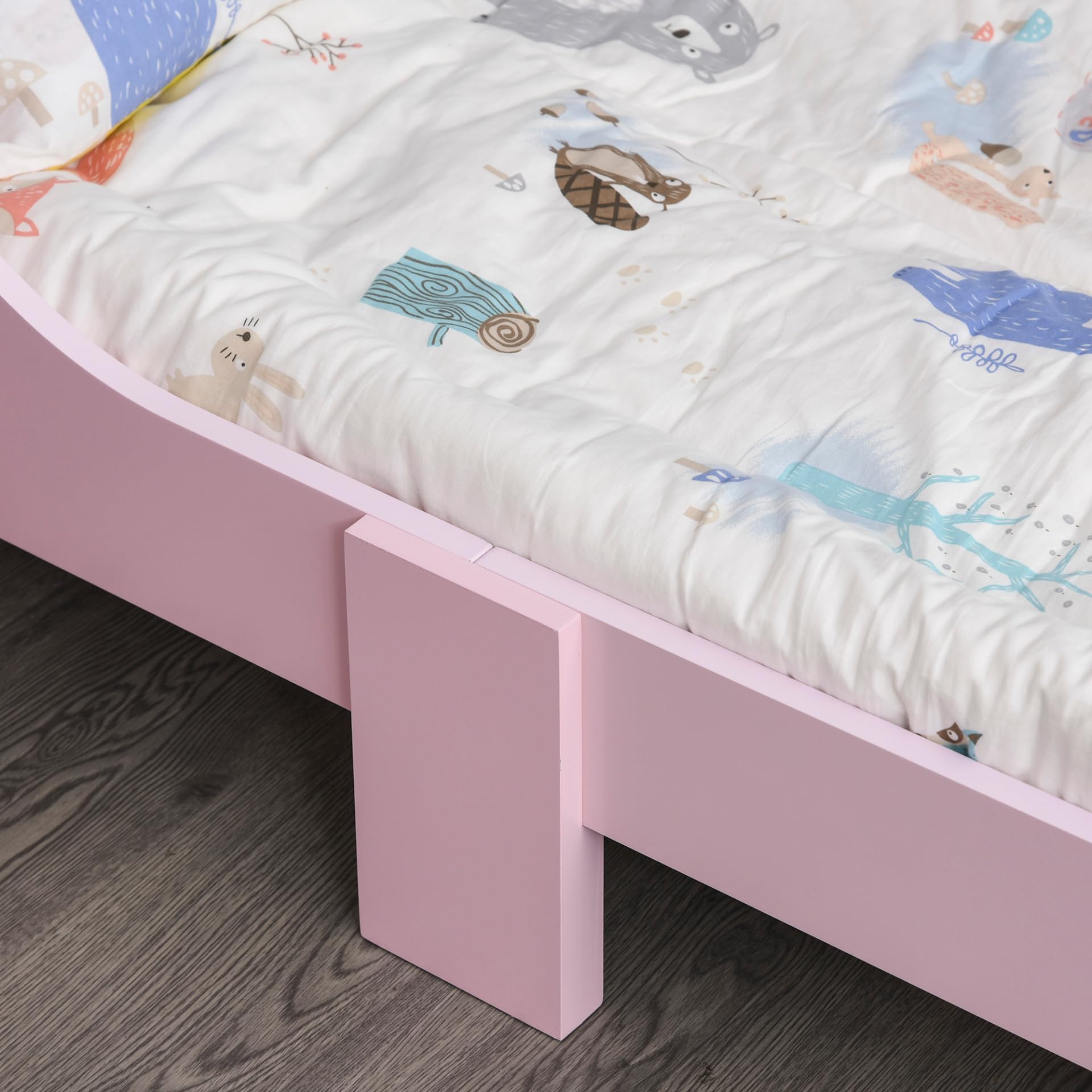 HOMCOM Kids Toddler Bed Princess Crown Theme Safety Side Rails Slats Home Bedroom Furniture Boys Girls 3-6 Years Pink 143 x 73 x 60 cm - Image 7