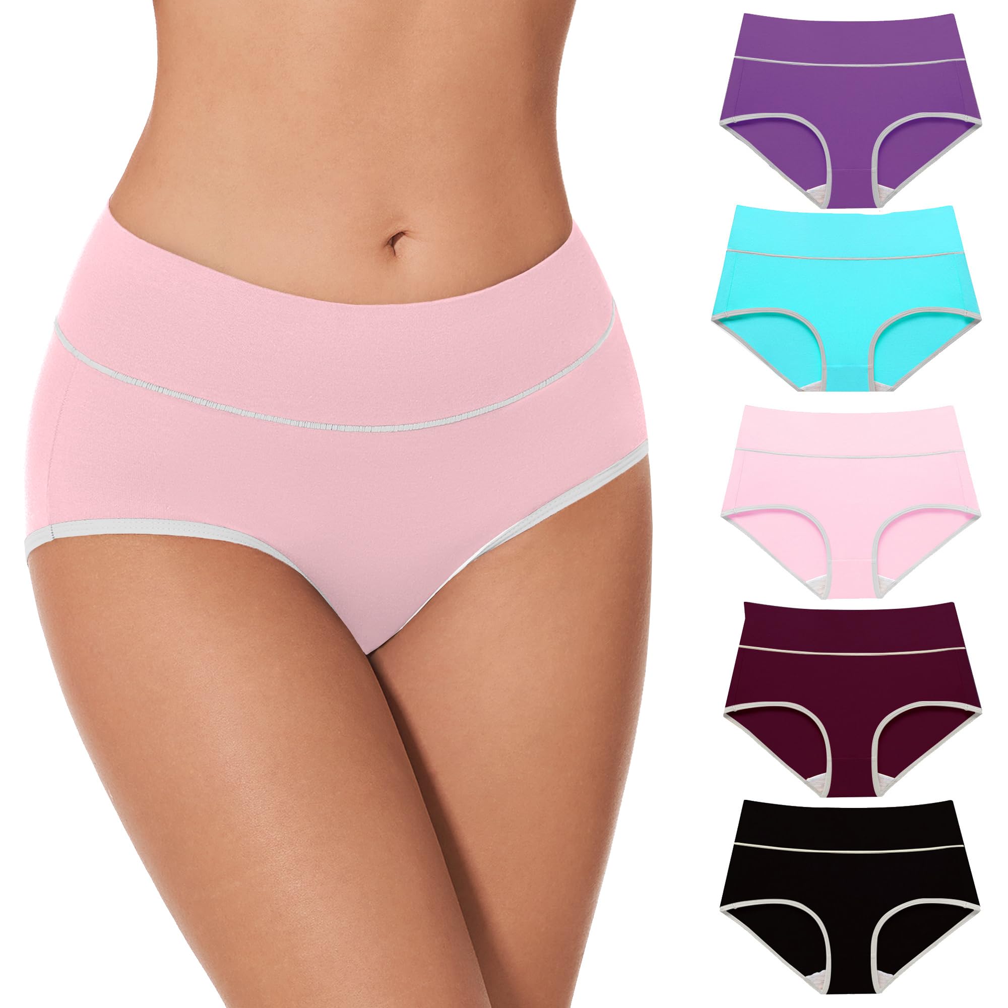 Womens Underwear Brief Pack 5-Pack Full-Coverage Brief Panties Moisture-Wicking Underwear for Women Multi