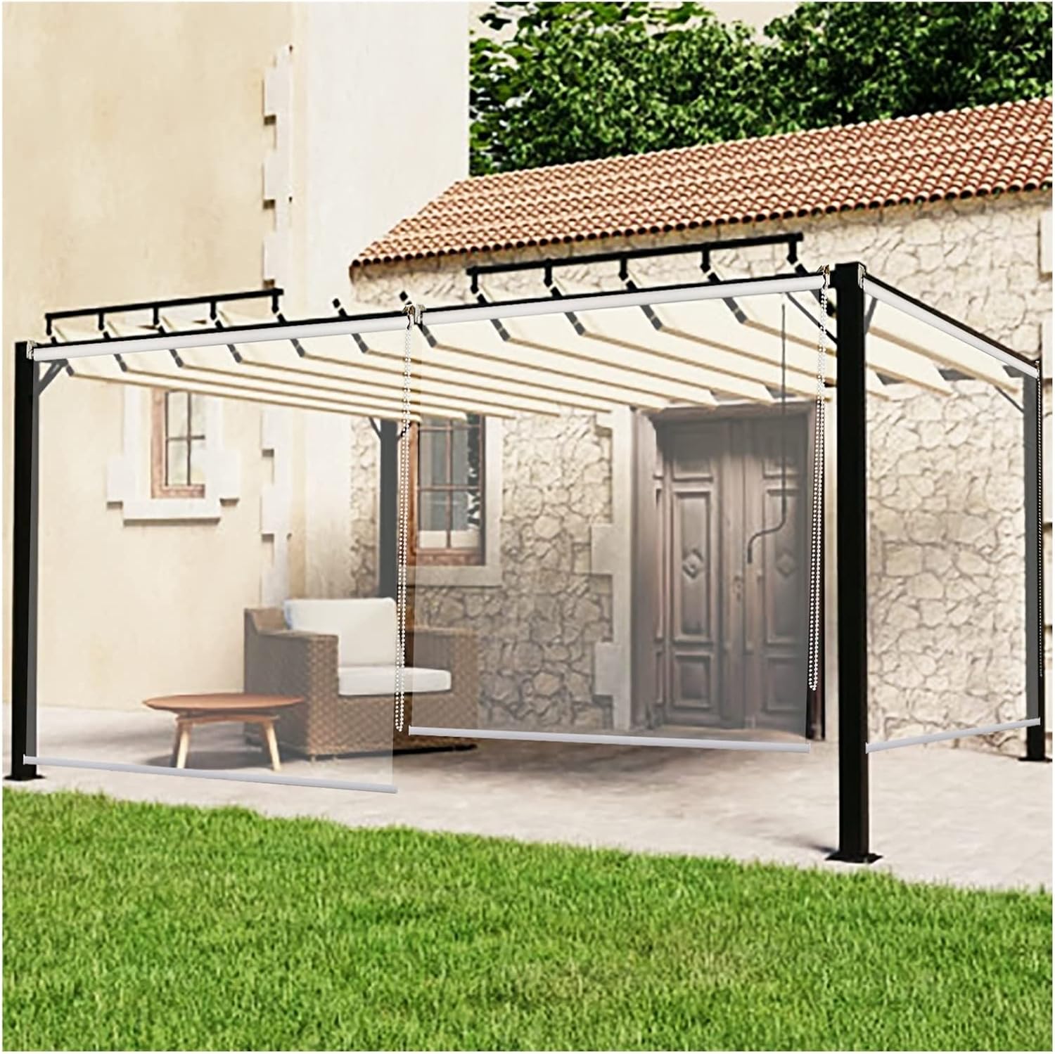 AFGZQ Clear Waterproof Roller Blinds Waterproof PVC