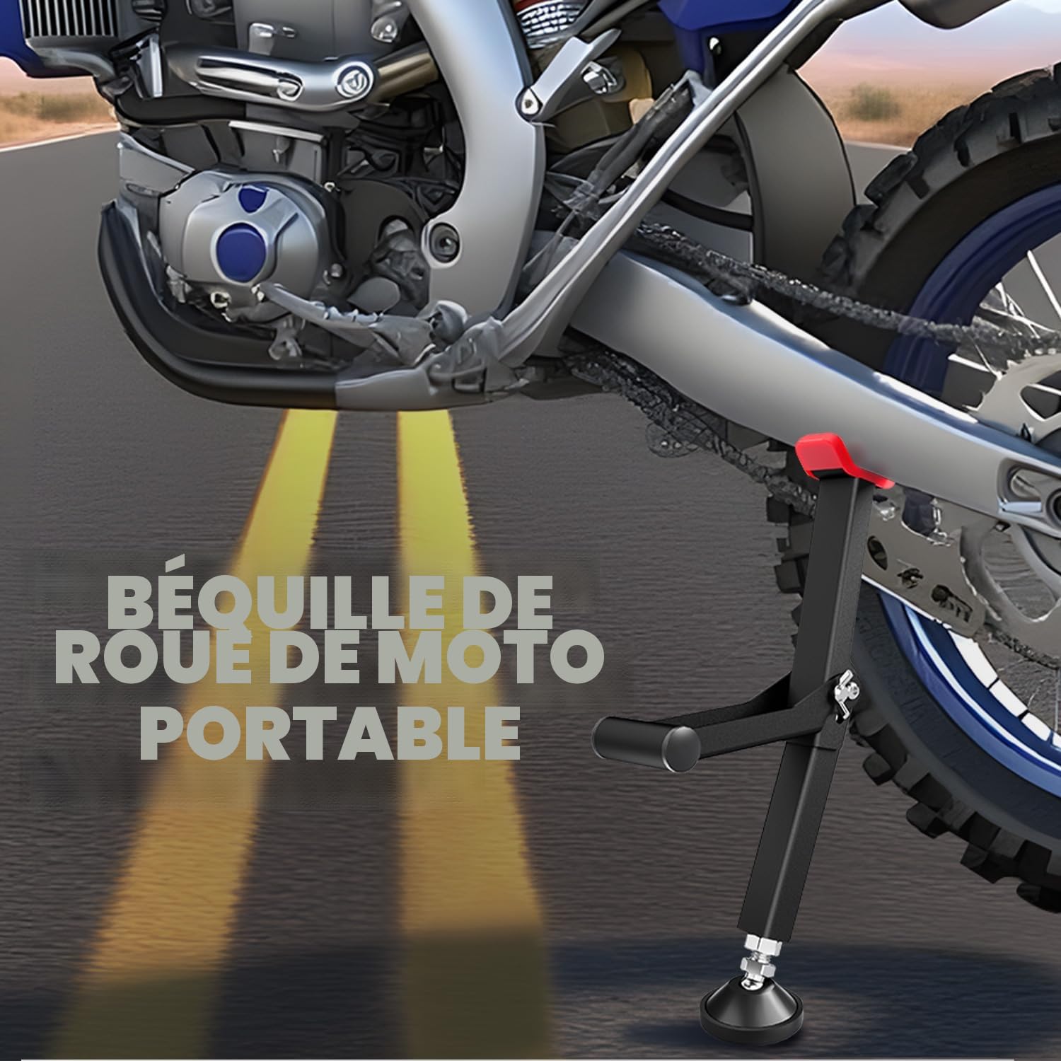 Bequille Moto,Support Levage Roue Moto,Portable Bequille Atelier Moto Accessoires Moto Support Nettoyage Roue Moto Universelle pour Motos Tout-Terrain et Double Sport-Rouge