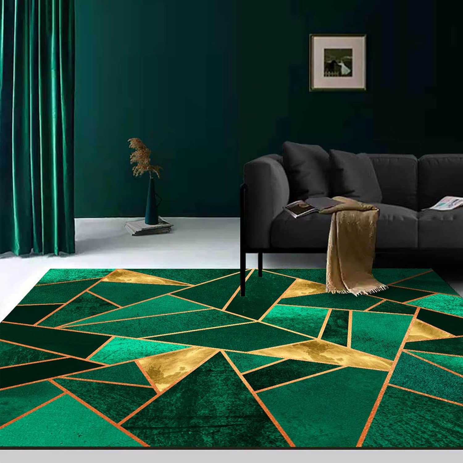Tapis de chambre à coucher green 120x170 cm aux finitions soignées