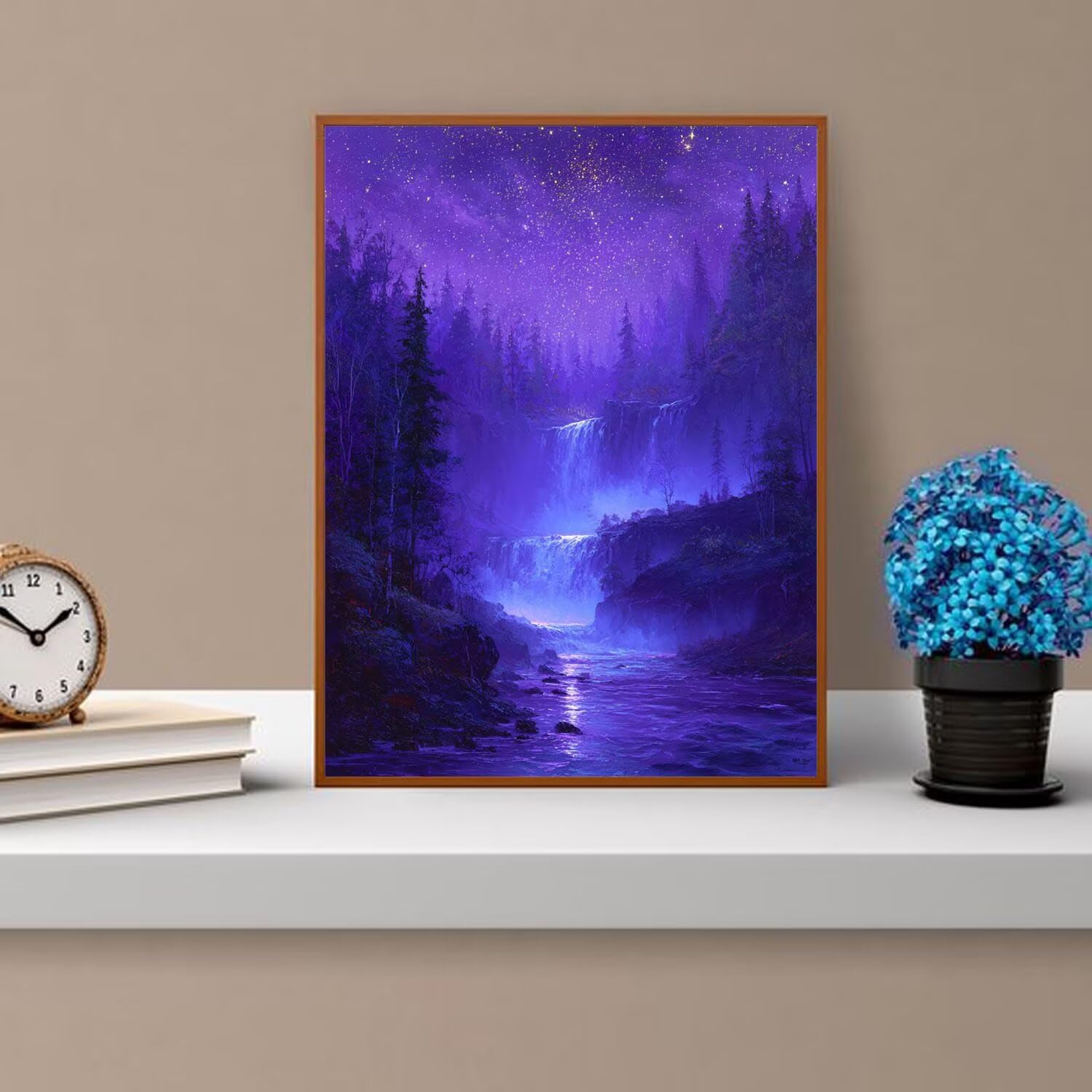 Dipingere con i Numeri Adulti Cascate, Il cielo stellare Dipingere con i Numeri Bambini DIY Kit, Set Premium con Pennelli, Decorazione Casa & Creativo Regalo, Attività di Tempo libero 70x95cm z-347