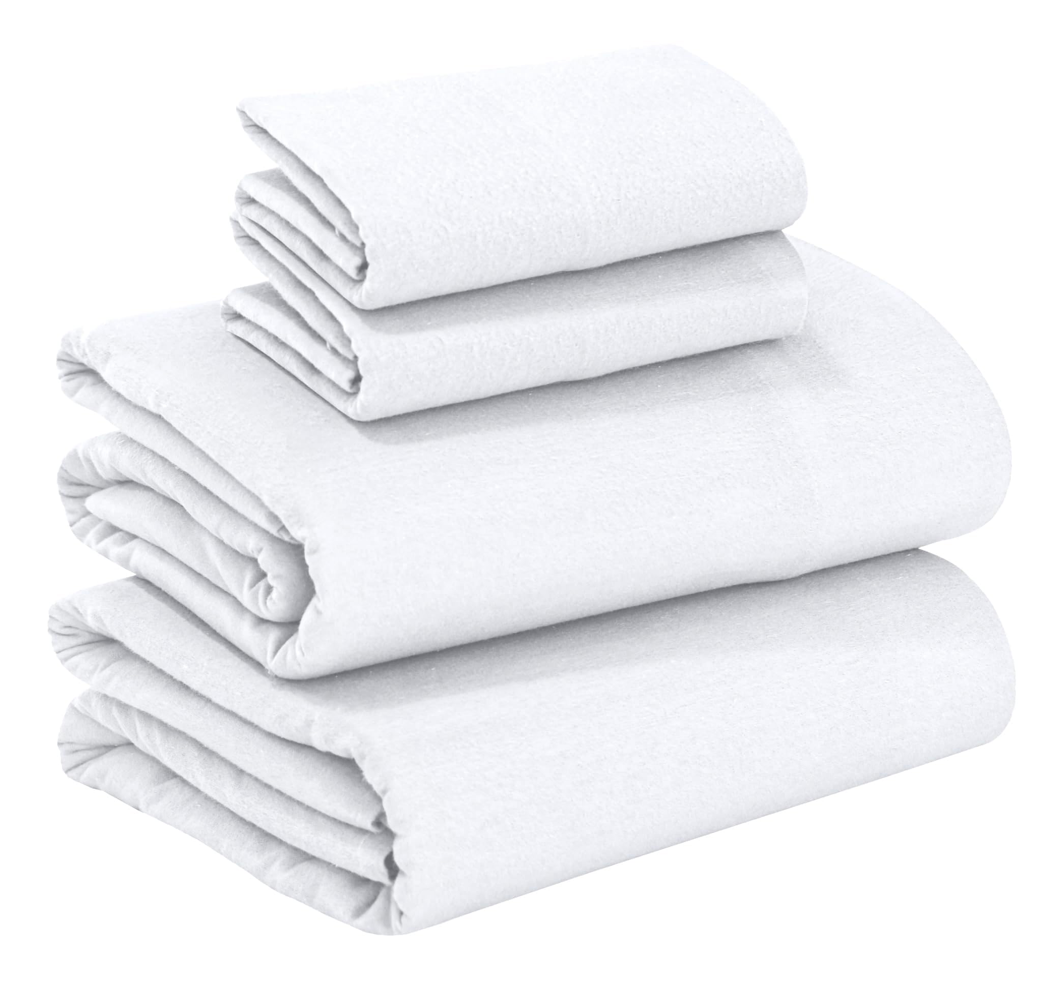 RUVANTI 100% Cotton Flannel Sheets Queen Size - 4 Piece Warm, Soft & Breathable, Deep Pocket, Double Brushed Cozy All Season Bedding Set, White