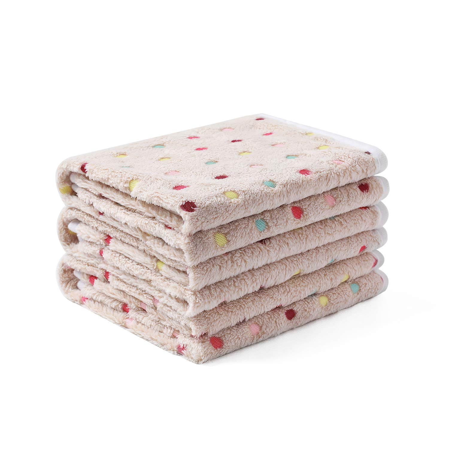 Luciphia1 Pack 3 Blankets Super Soft Cute Dot Pattern Pet Blanket Flannel Throw for Dog Puppy Cat Small(23x16), BrownOEKO-TEX STANDARD 100