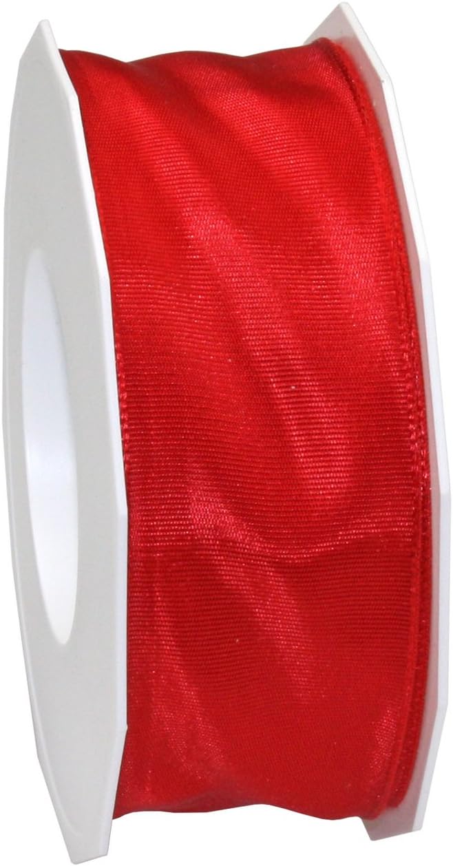 Morex Ribbon French Wired Lyon Ribbon, 2-3/8-Inch by 27-Yard Spool, Red