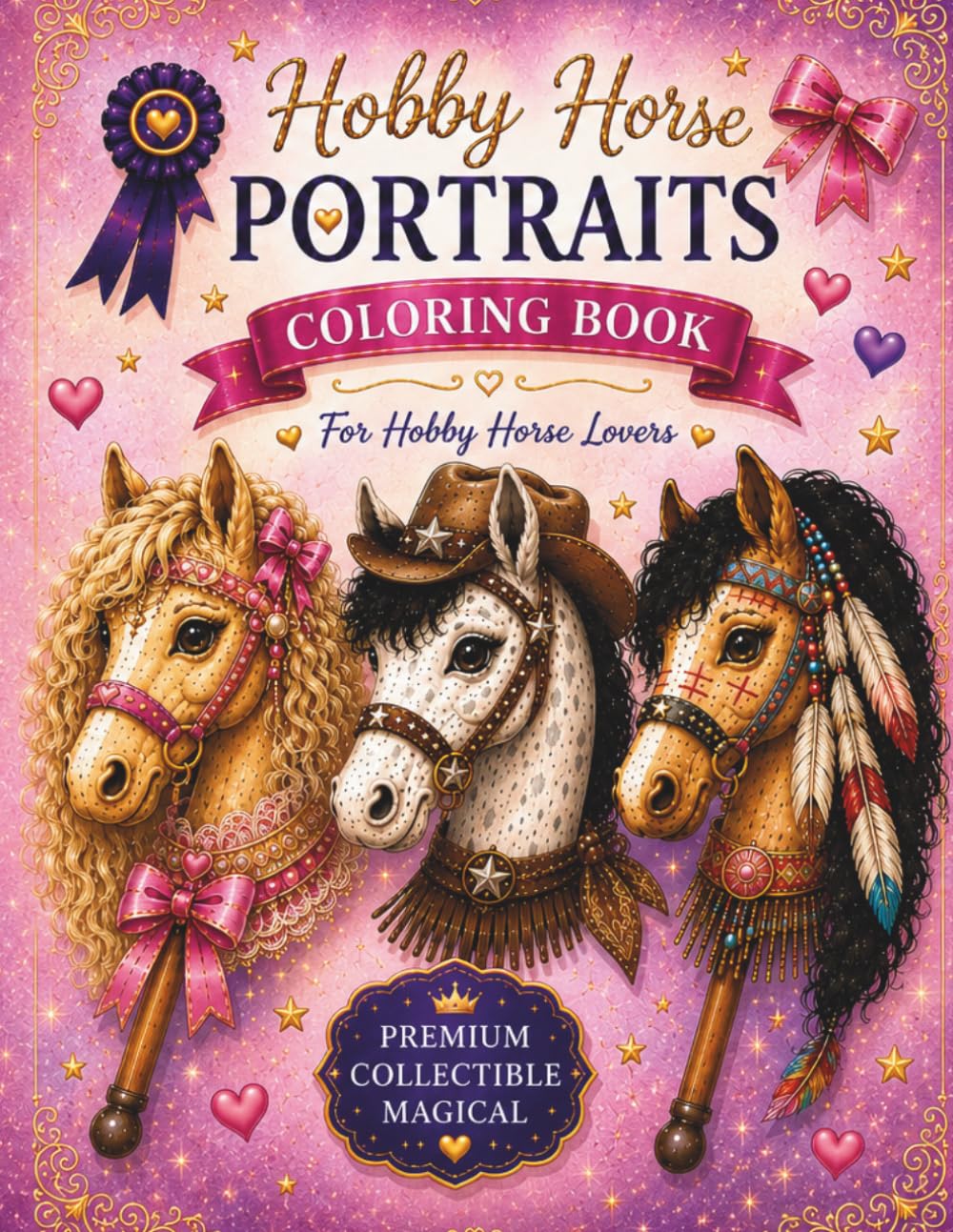 HOBBY HORSE PORTRAITS COLORING BOOK: A Magical Collection of Beautiful Hobby Horse Portraits for Coloring Fun and Creative Expression