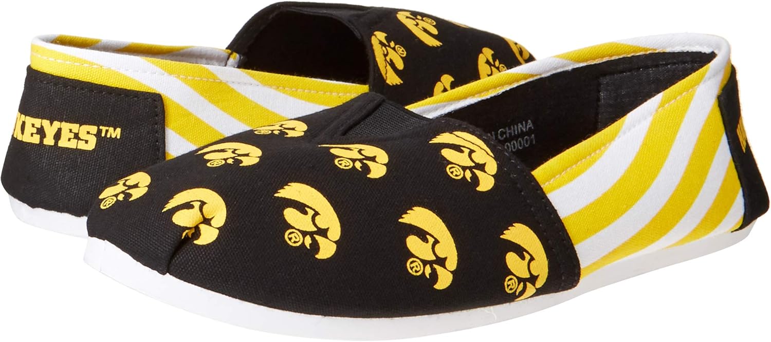 FOCO Iowa Hawkeyes NCAA Womens Stripe Canvas Shoes - S
