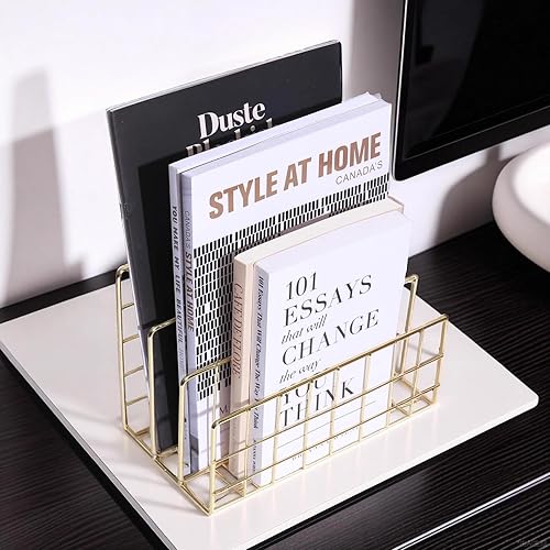 Miniatura 5 de Organizador de archivos de metal, 3 secciones verticales, soporte para papel de escritorio, correo, carta, registro, soporte para carpetas de