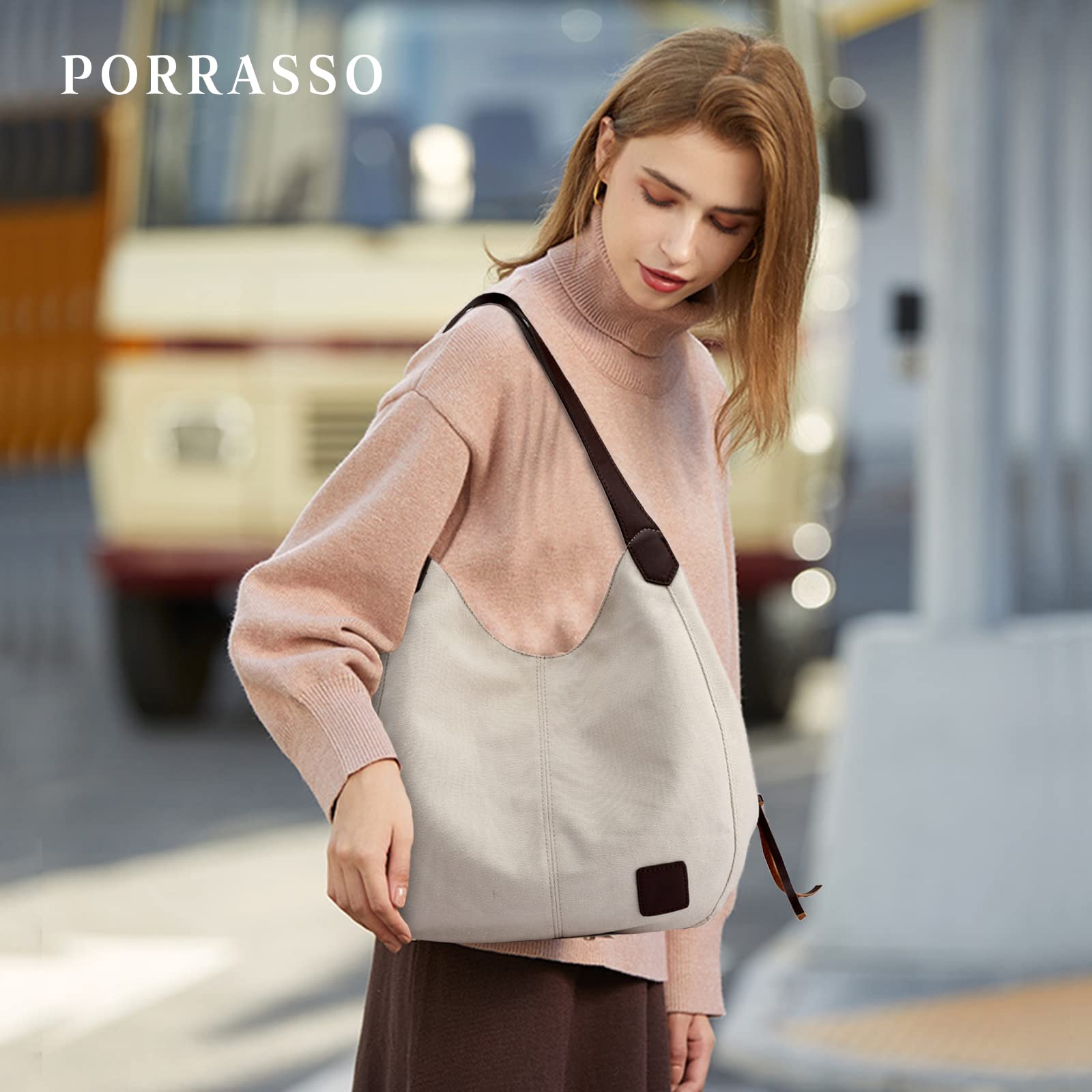 Bolsos de Mujer Lona Bolsa Tote Señoras Bolso de Hombro Vintage Bolso de Mano Ligero para Compras Viajes Escolares Trabajo