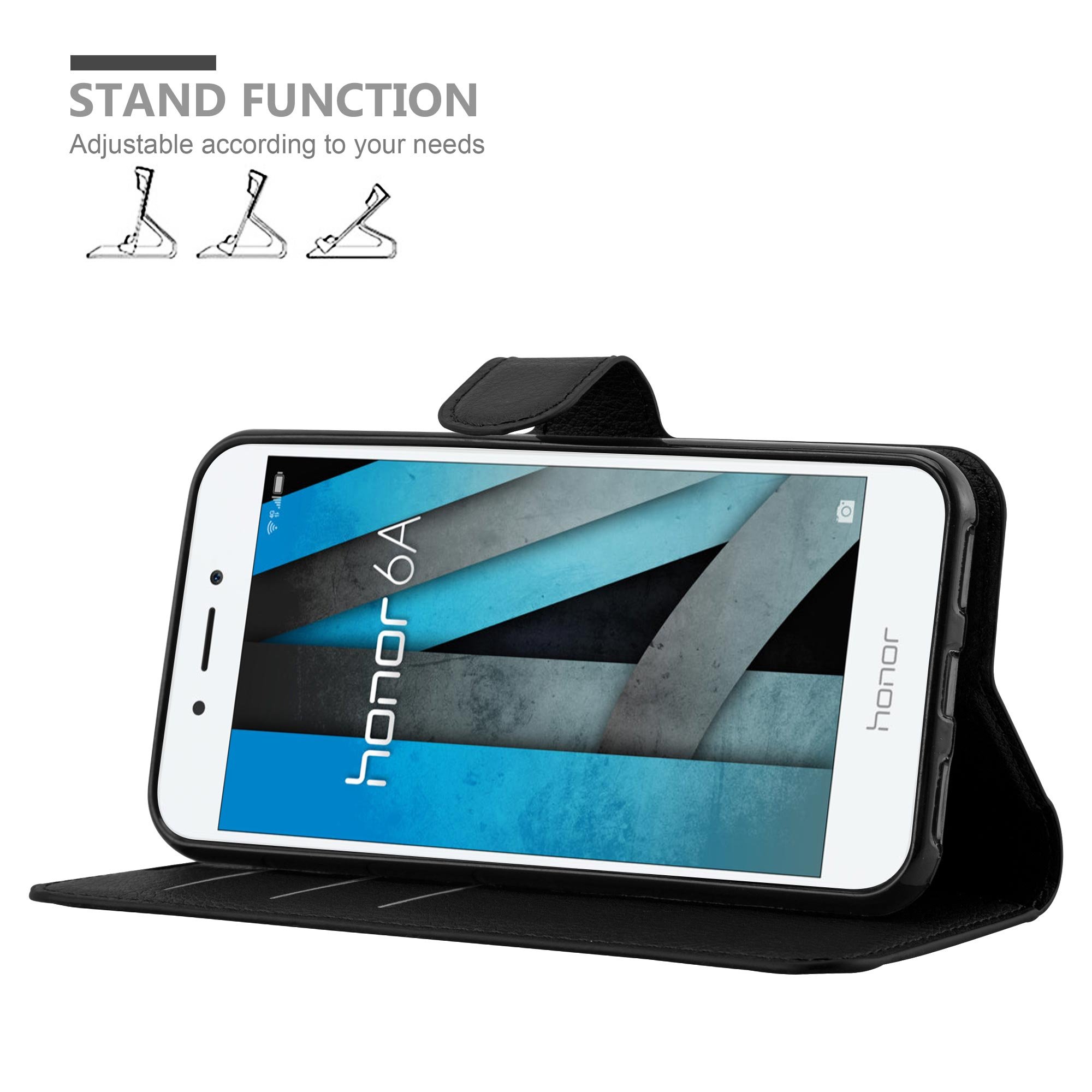 Cadorabo Leder-Hülle Für Honor 6A – Flip Case Mit Magnet, Standfunktion & Kartenfächern