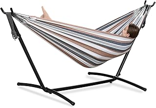 PNAEUT Double Hammocks with Stand for Outside, Portable Space Saving Hea...