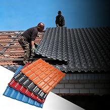 ASA PVC Synthetic Resin Roof Tiles, Fireproof & Waterproof Bamboo Shape Roofing Sheets for Building/Repair and Decoration, Outdoor InstallRed,5 Pieces