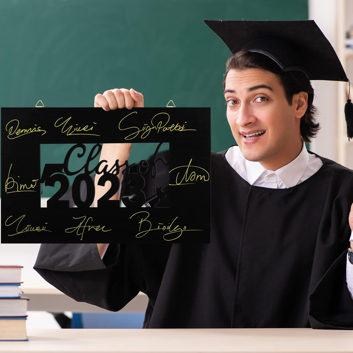 Buy 2023 Graduation Decorations Set Creative Black Wooden Guest Book
