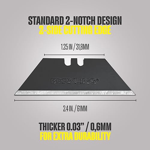 Miniatura 5 de SK2H - Cuchillas para cuchillos utilitarios, 50 unidades con dispensador, acero al carbono negro endurecido afilado con láser, ultra 3 veces más