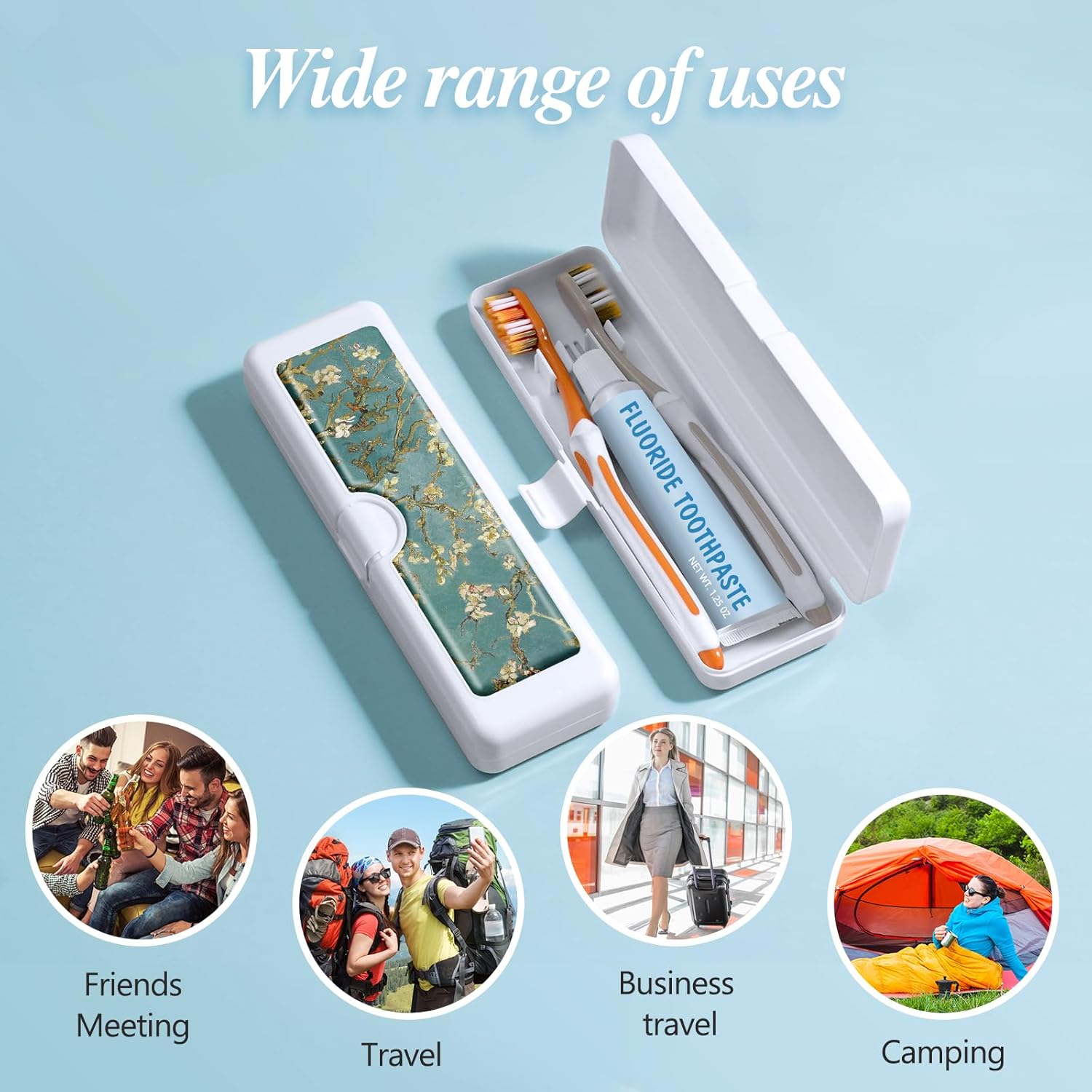 Toothbrush Travel Case - Colorful Pattern, Holder and Covers for