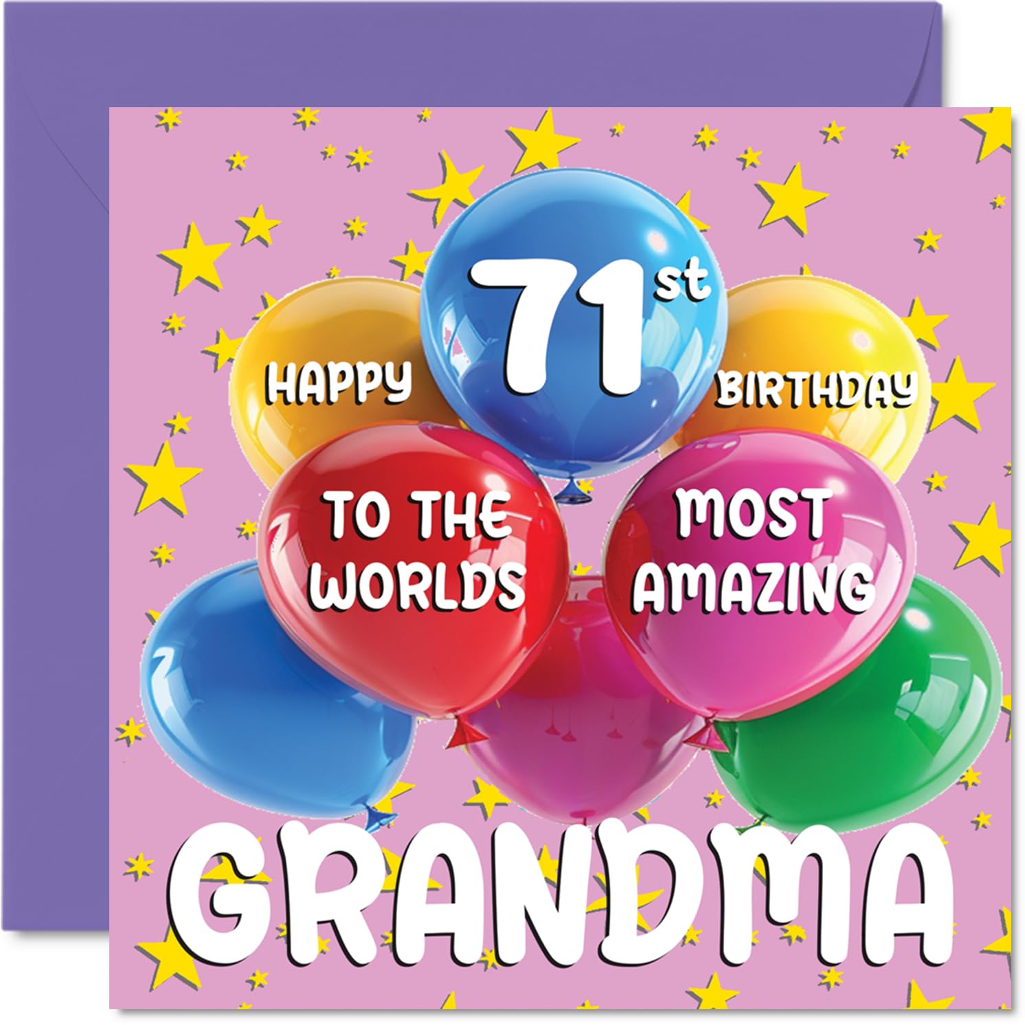 71st Grandma Birthday Card - World's Most Amazing Grandma - Happy 71st Birthday Card from Granddaughter Grandson, 145mm Age 71 Greeting Cards for Granny