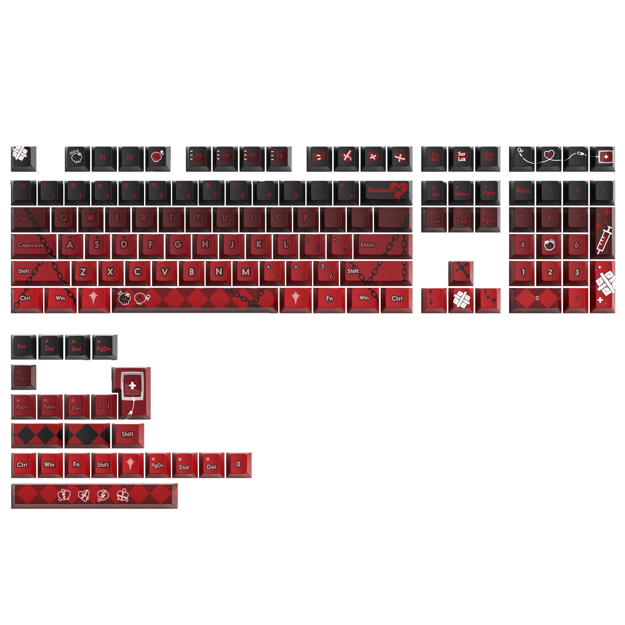 HITIME XVX Custom Keycaps - Keycaps 75 Percent, Black and Red Sub PBT Keycaps, Cherry Profile Keycaps 60 Percent Keyboard Key caps for 60% 65% 70% 100% Cherry Gateron MX Switches Mechanical Keyboards