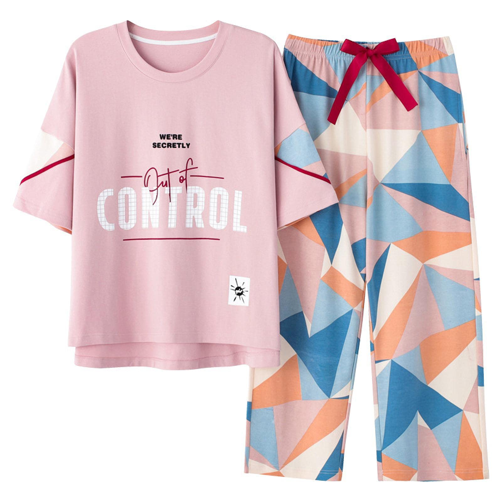 Pyjama femmes ample contre la chaleur nocturne ensemble t-shirt et pantalon léger XL