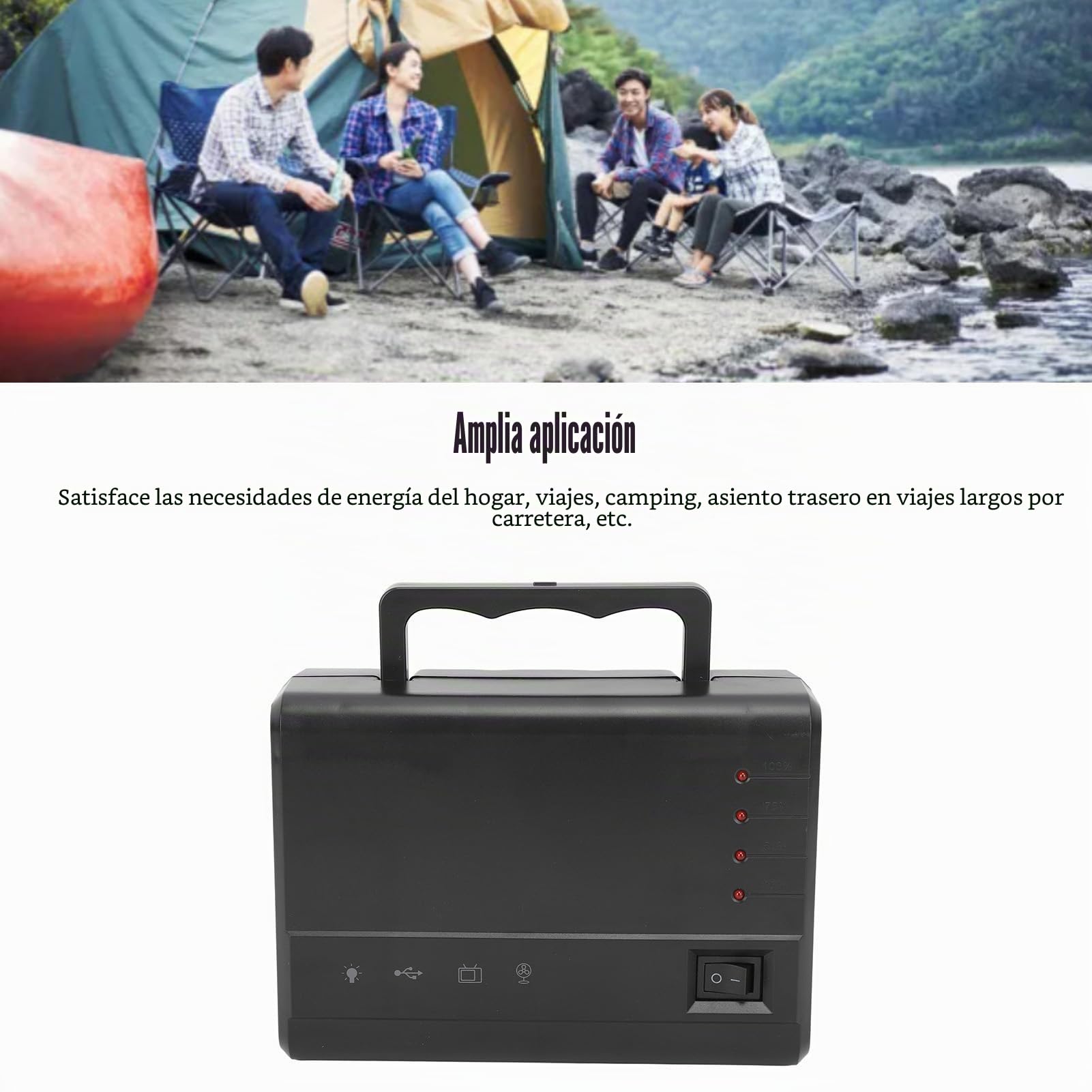 Estación de Energía Portátil Generador Solar para Exteriores de 5000 MAh con Múltiples Opciones de Carga para Campamentos, Viajes, Fiestas y Uso de Emergencia