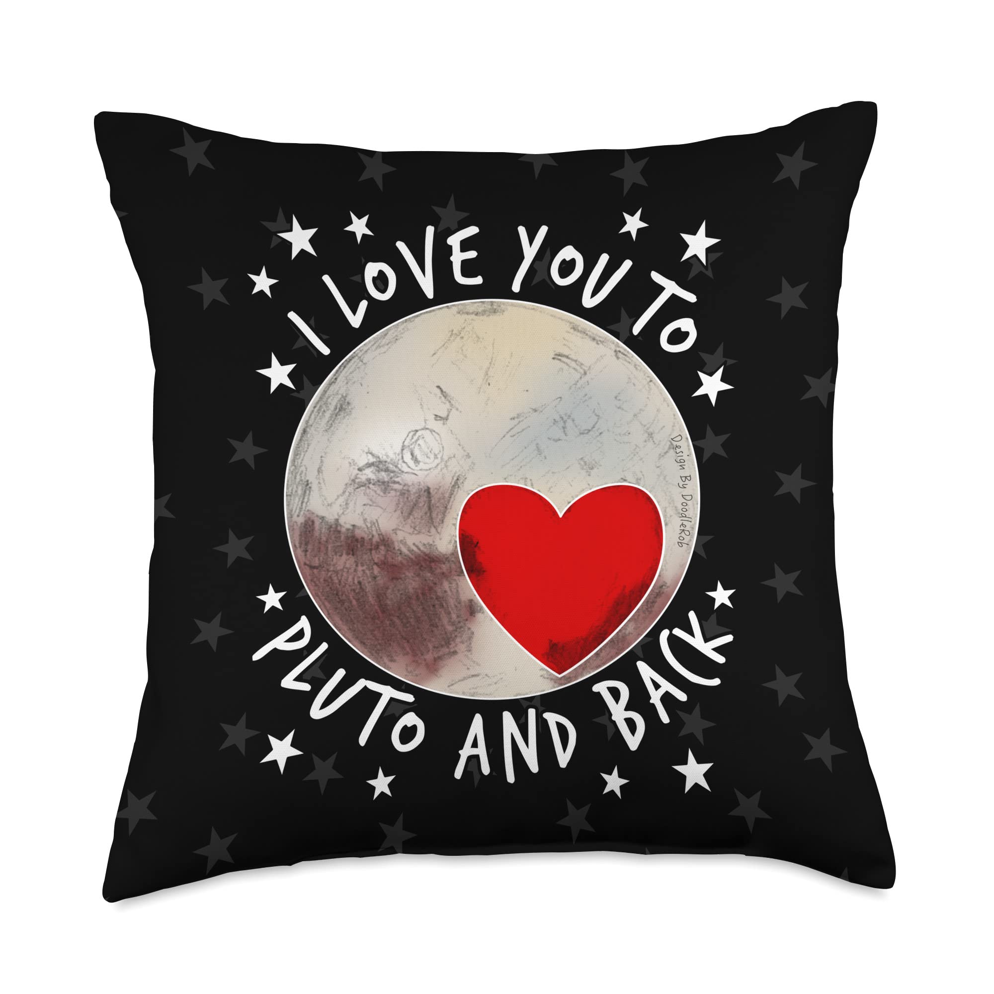 I Love You To Pluto and Back Heart Space Planets Anniversary Throw Pillow